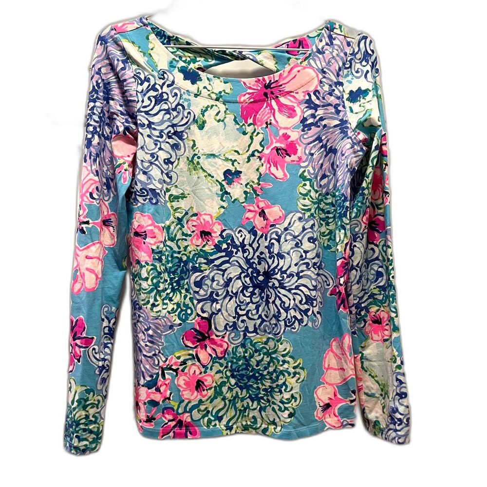 Lilly Pulitzer Tristan Special Delivery Floral Top Long Sleeve Sz XS